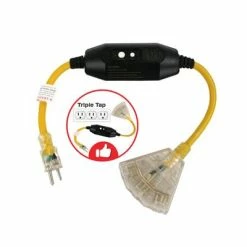 Best Sale 🌟 DuraDrive 2 Ft. 12/3 AWG GFCI Lighted Triple Tap Power Extension Cord ✨ -Chapin Shop 11766 3