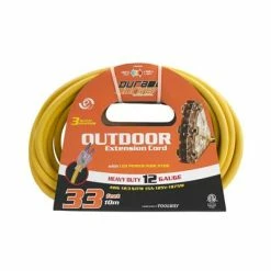 Discount 🎁 DuraDrive 33 Ft. 12/3 SJTW Lighted Triple Tap Power Extension Cord 😀