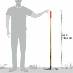 Best Sale 😀 DuraDrive 55 In. 16-Tine Pine Wood Handle Forged Steel Head Stone Rake 🧨 -Chapin Shop 26918 4