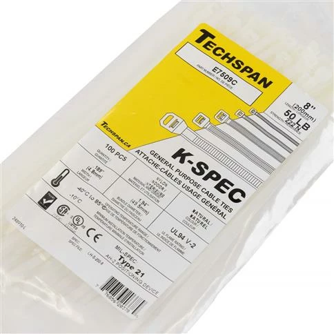 New ⌛ E7509C 8 In. 50 Lb. Natural General Purpose Cable Ties (100-Pack) 🥰 4 New ⌛ E7509C 8 In. 50 Lb. Natural General Purpose Cable Ties (100-Pack) 🥰 - Image 2